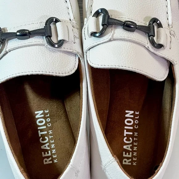 Reaction Kenneth Cole White Slip-On Loafers with Metal  display picture 1